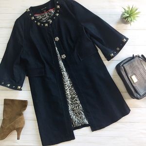 Focus 2000 Long Beaded Denim Coat - 8